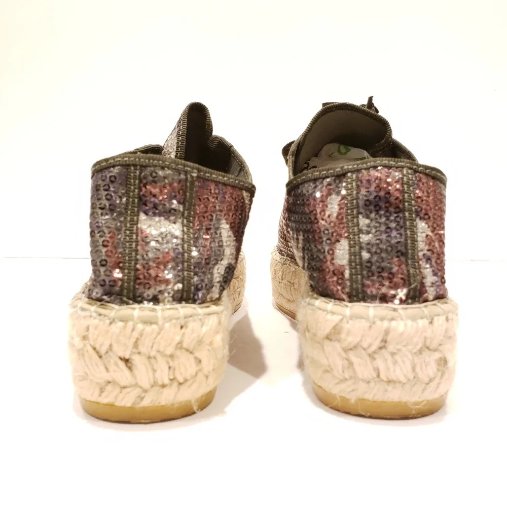 Sequin Camouflage Espadrille Sneaker - Olive Multicolor
